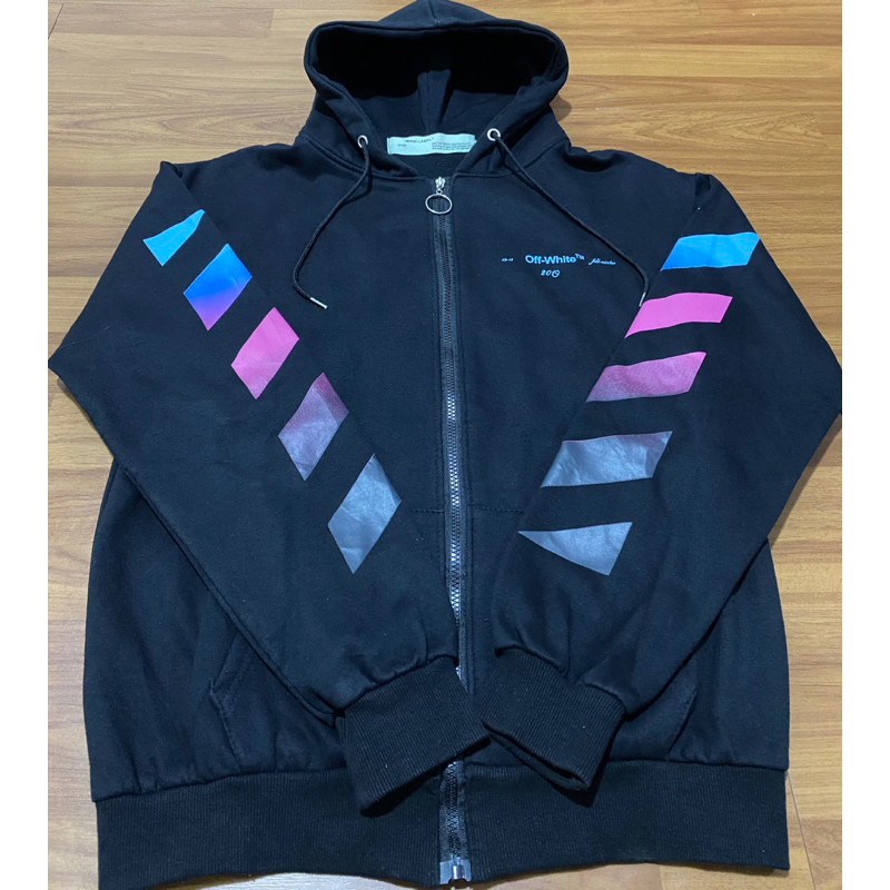 Hoodie Off White Gradient Biru Pink