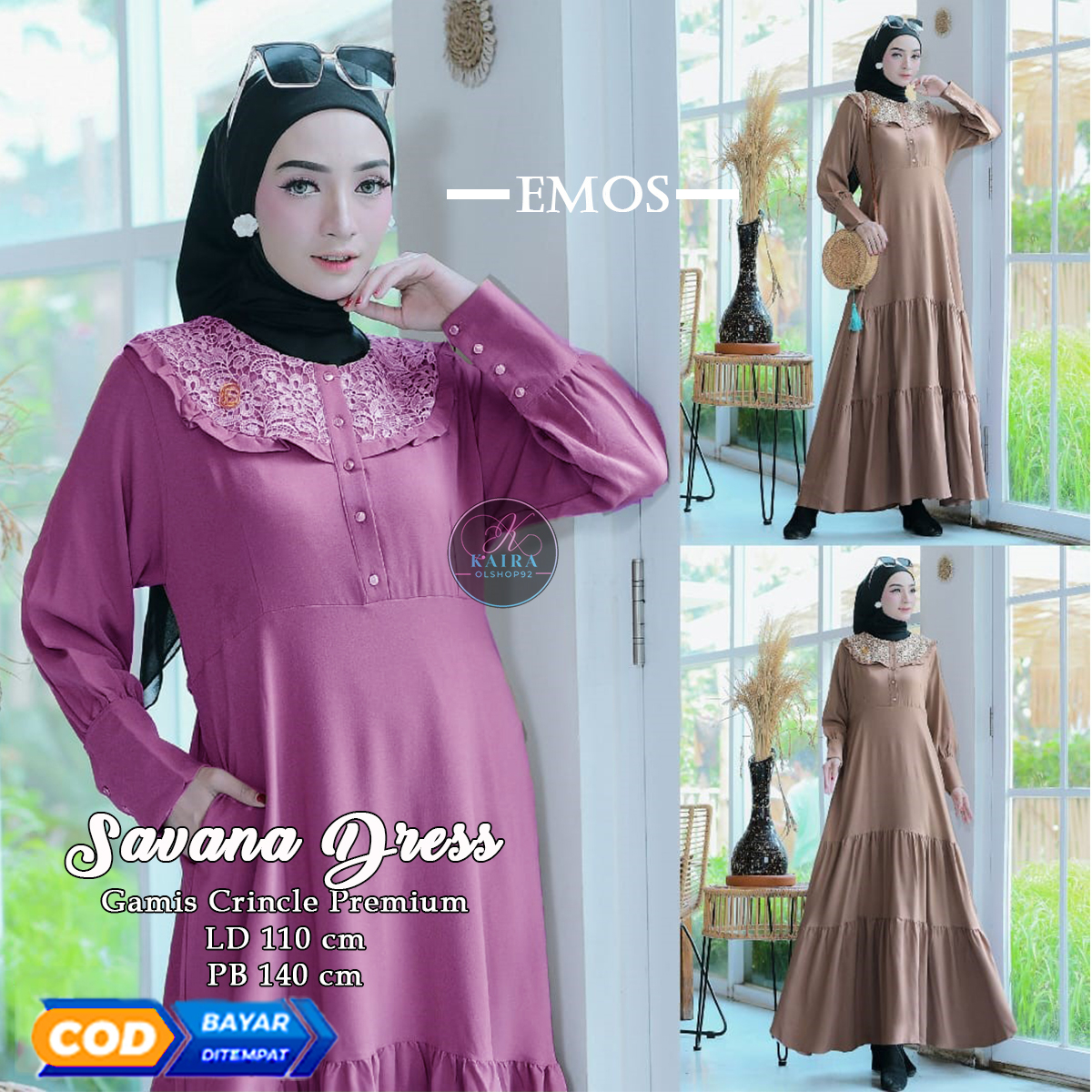 Savana dress Gamis Cringcle Airfolw Terbaru Ori by Emos cod