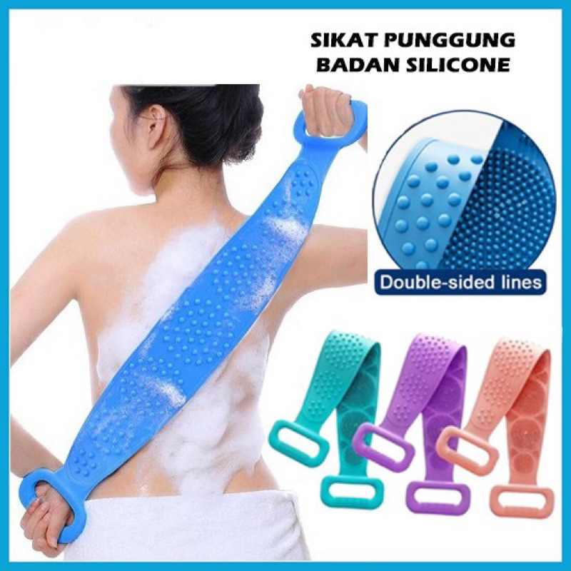 Sikat Punggung Silikon Shower Puff Spons Bath Mandi Scrub Alat Gosok Badan Scrubber Silicone