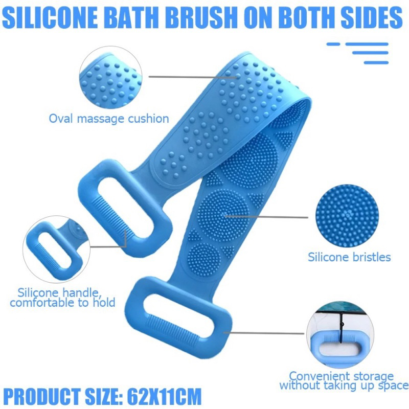 Sikat Punggung Silikon Shower Puff Spons Bath Mandi Scrub Alat Gosok Badan Scrubber Silicone