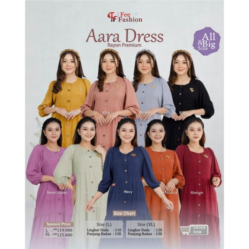 Aara Dress by fee fashion ✓ gamis rayon murah✓ gamis terlaris
