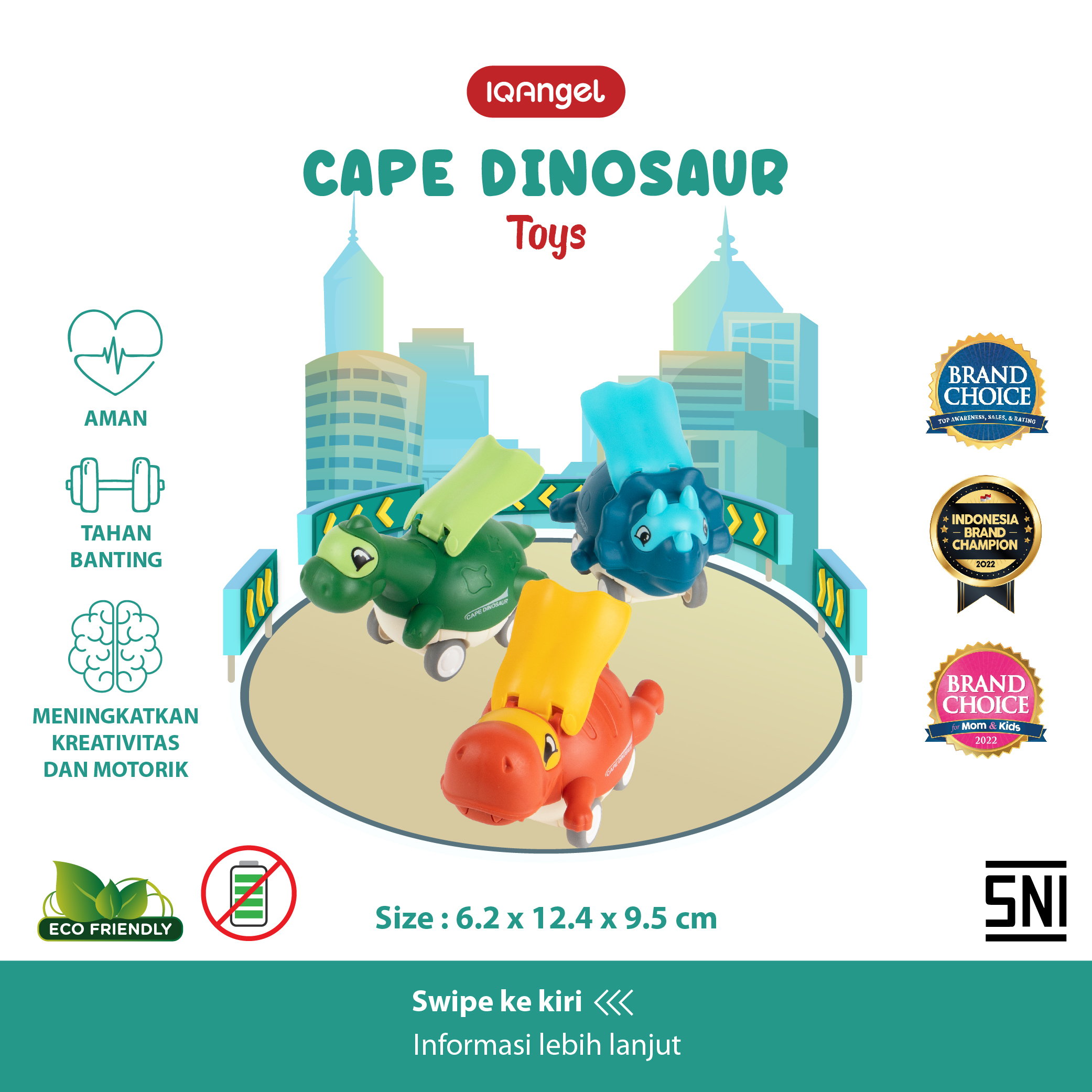 Mainan anak IQ Angel penguin IQ668 dinosaur IQ668-02