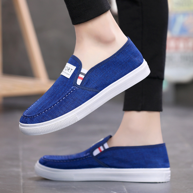 Sepatu Sport Canvas Slip On Kanvas Casual Pria Wanita Biru