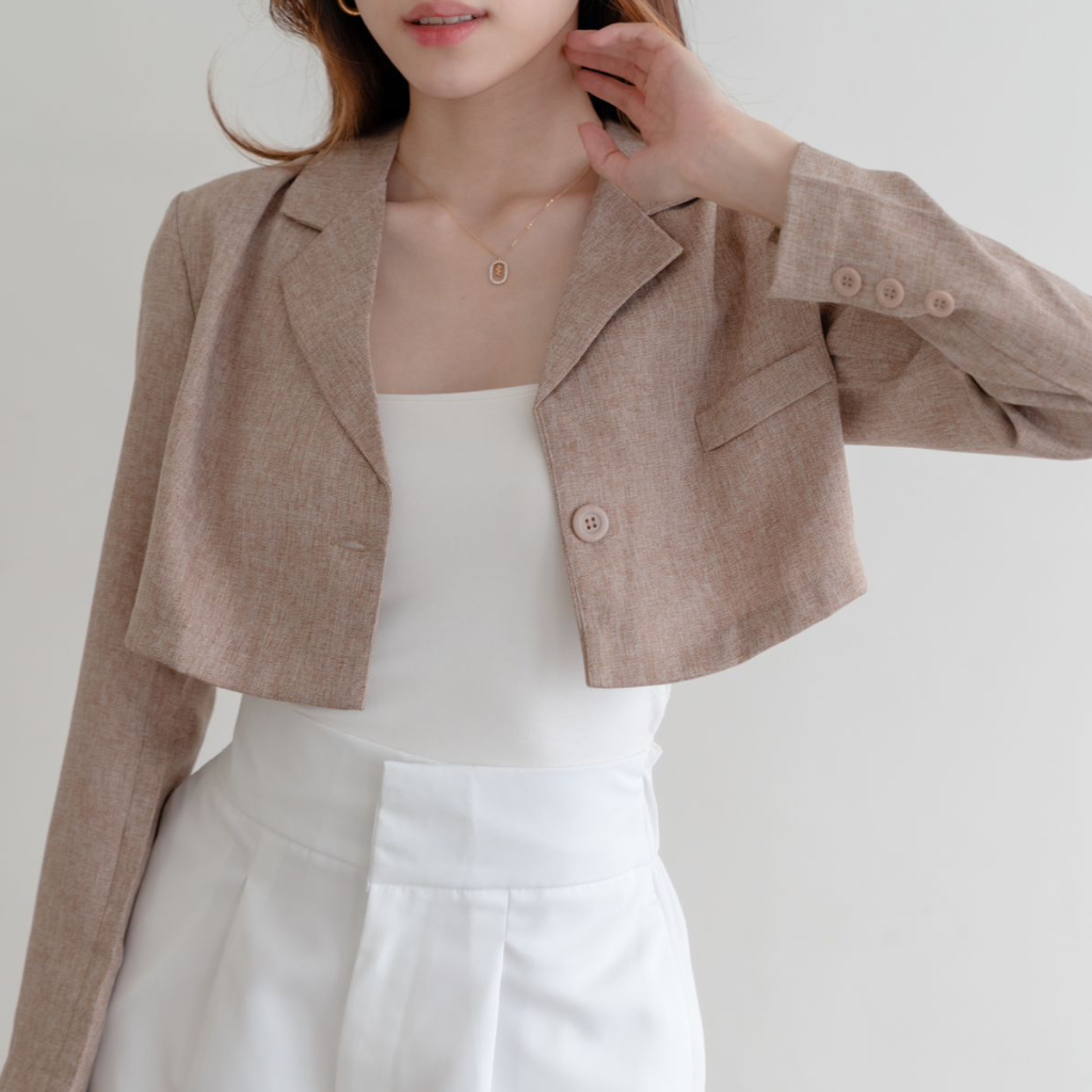 Leona Cropped Blazer —— Ocha Wear | Crop Top Blazer Wanita | Kemeja Blouse Premium