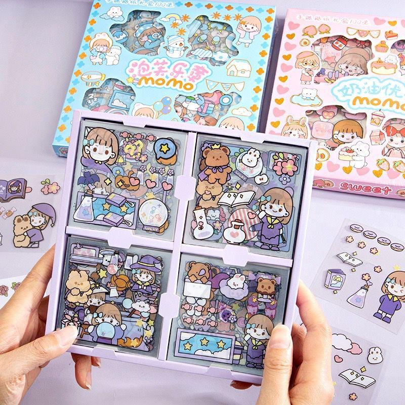 

STICKER WATERPROOF STIKER MOMO 2D DIY VIRAL KOREA BOX ISI 100 LEMBAR