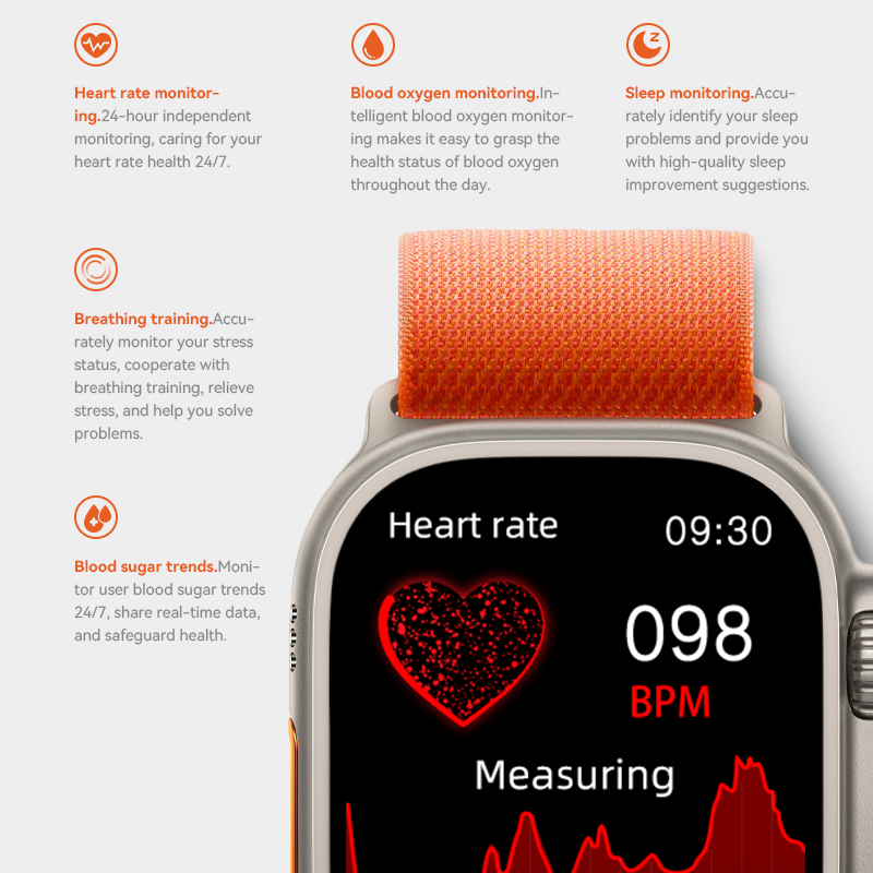 AMOLED✅HW9 Ultra Max 49mm Series8  2.2inch Men Dock Compass Heart Rate Monitor NFC Sports Always on display Smartwatch