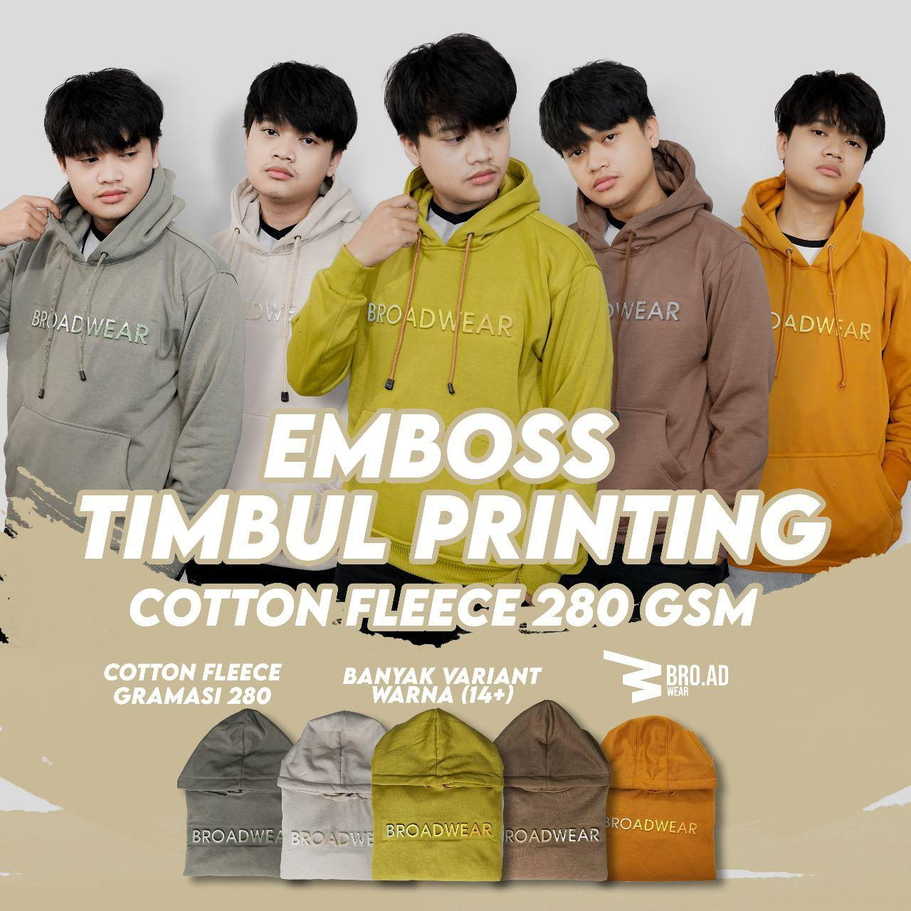 JAKET HOODIE  PRIA WANITA PULLOVER  EMBOS TIMBUL PRINTING BROADWEAR