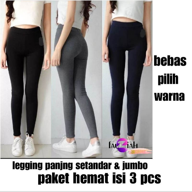 legging PANJANG PAKET HEMAT ISI 3PCS/bahan sepandek/tidak menerawang