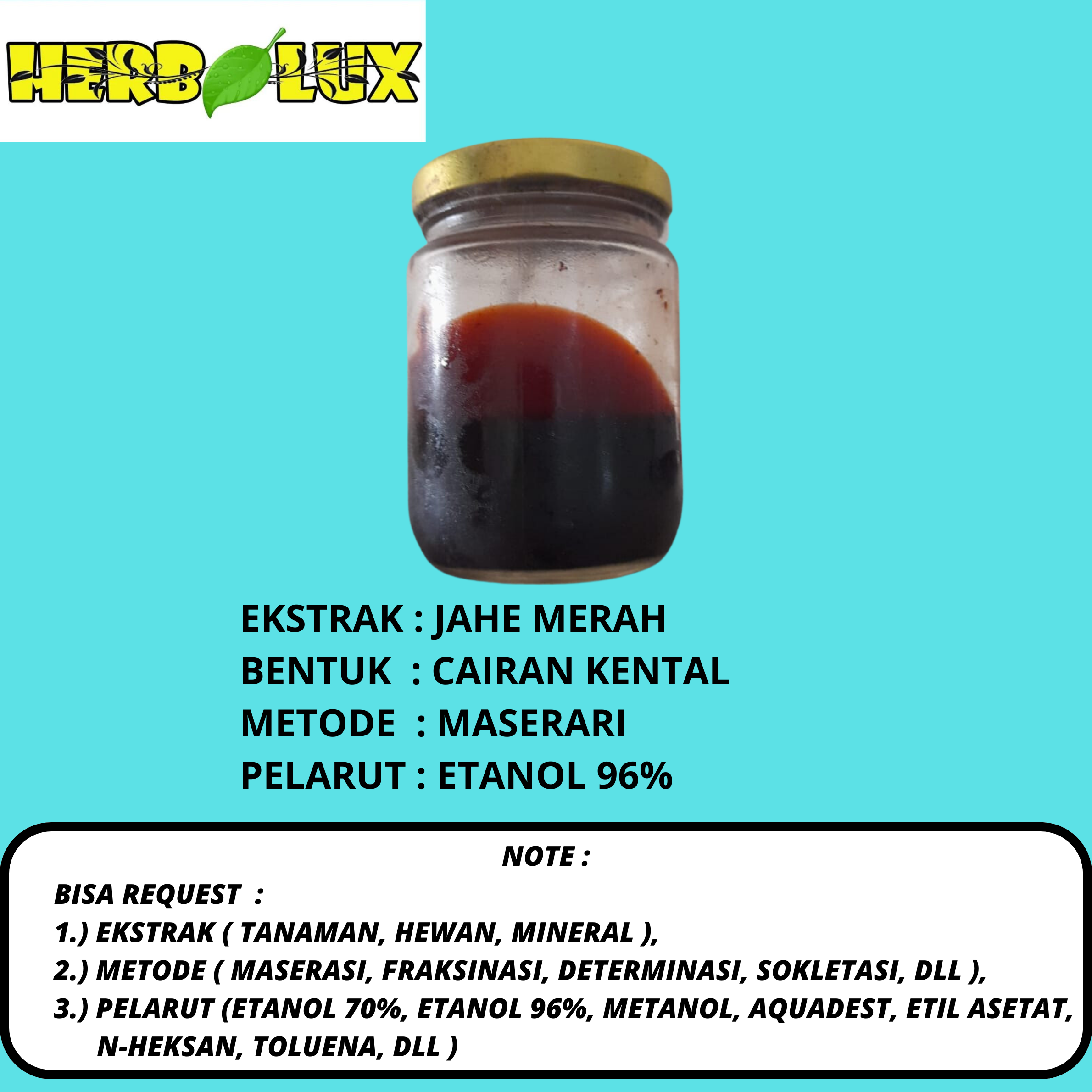 EKSTRAK JAHE MERAH 5 GRAM DAN 10 GRAM BEST QUALITY HERBALUX