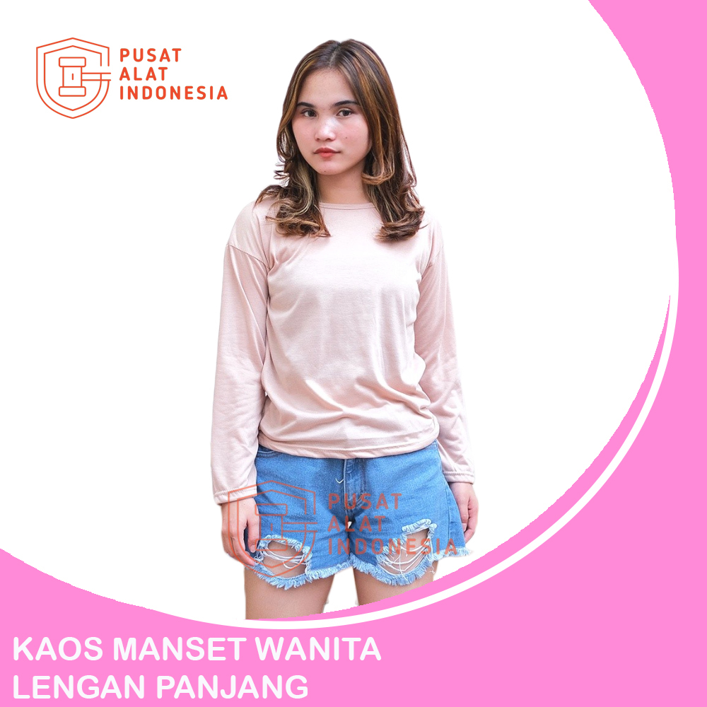 Kaos Manset Wanita Lengan Panjang Polos Tipis Daleman Manset Sr354