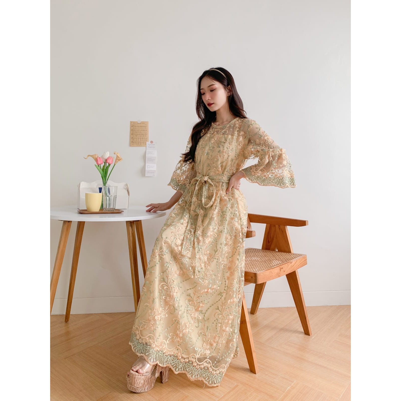 REALPIC Longdress Daniela MS 3 Ukuran M L dan XL Fashion Pakaian Wanita Dress Maxi Gamis Maxy Bahan Brukat Tile Lapis Furing Hyget Ada Video Real Produk 2 Versi