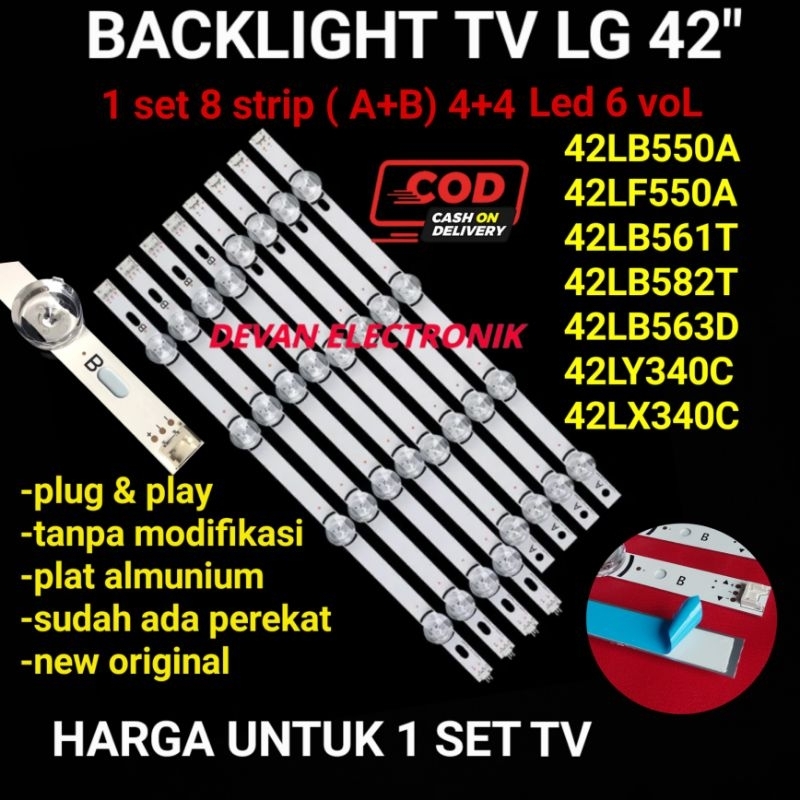 lampu Backlight Tv LG 42 inch 42LB550A LG42lf550A LG42LB561  42LY340 -BACKLIGHT LG 42 IN 8K 6V