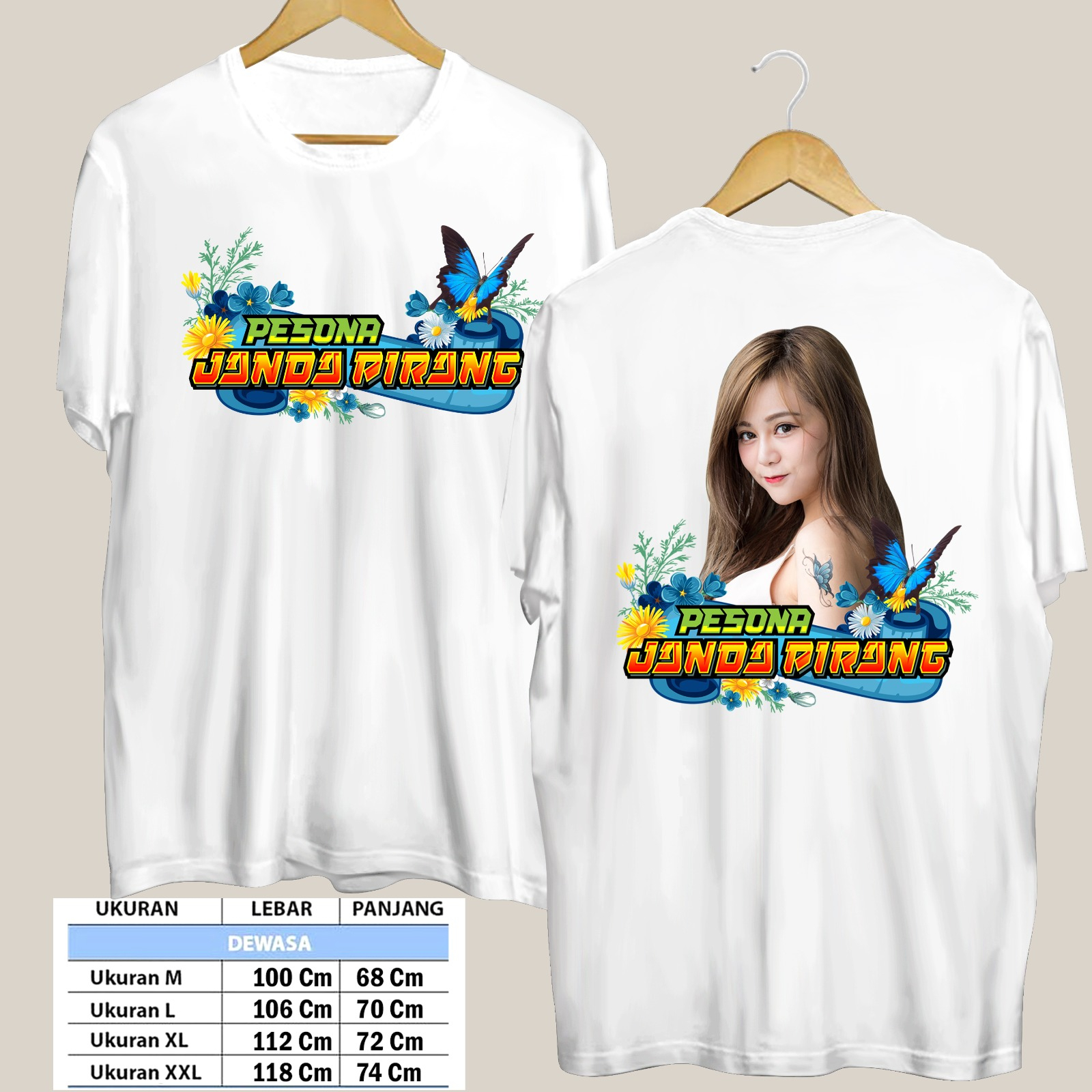 TSHIRT PESONA JANDA PIRANG CETAK PAKAI MESIN DTF (Digital Transfer Filem) KAOS DISTRO BAJU PRIA WANITA ATASAN SHIRT T-SHIRT Tangan Pendek