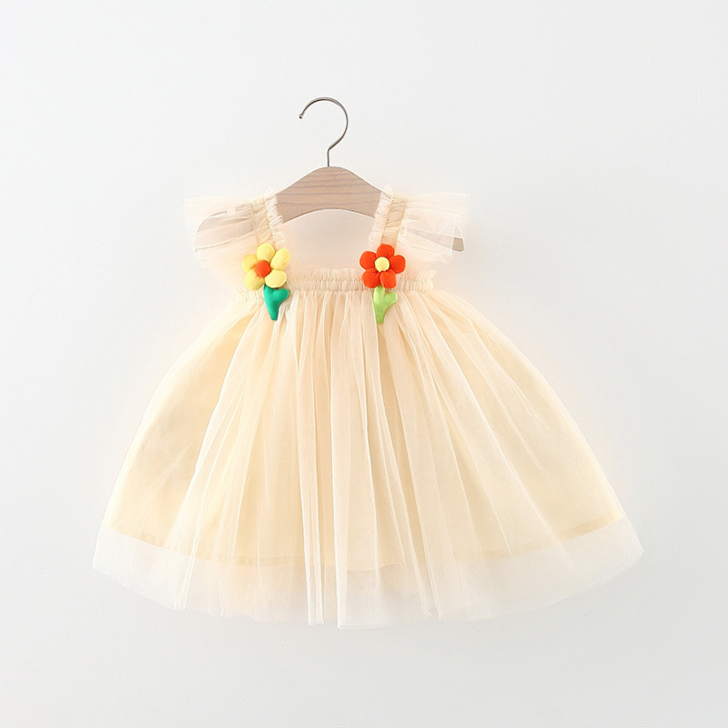 DT61 Dress tutu anak dan bayi motif 2 bunga berdaun