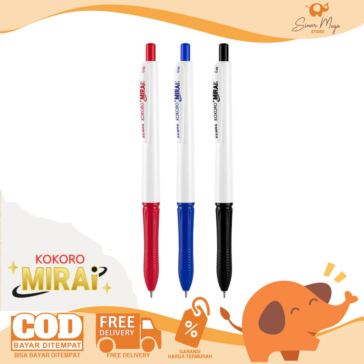 

Zebra Gel Pen Kokoro Mirai Series 0,48mm / Pulpen Retractable Super Smooth