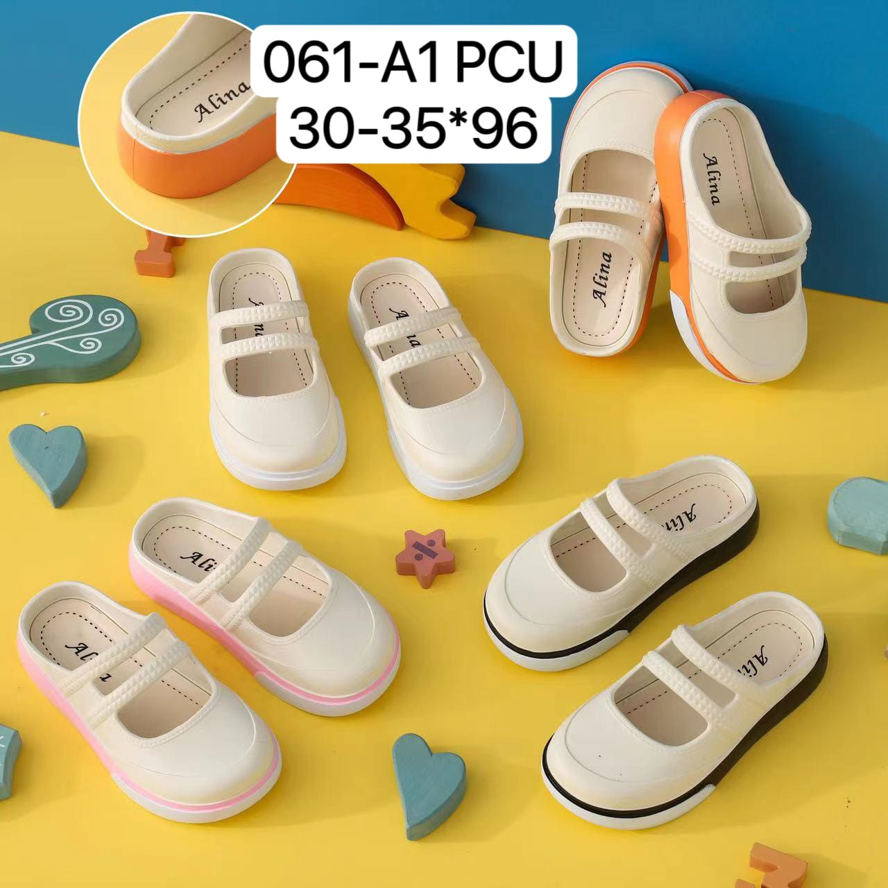 Sandal Mules Anak Perempuan Platform Ban 2 Tali Kotak Rubber Import Winola Collection WNL 061-A1