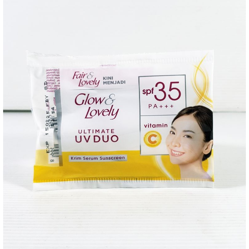 Fair & Lovely Glow & Lovely Ultimate Uv Duo Spf 35 Vitamin C Krim Serum Sunscreen Sachet 7gr