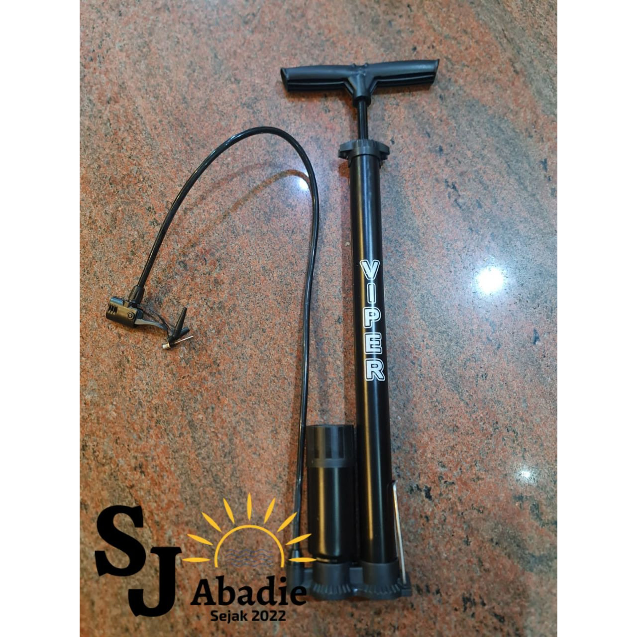 (1 PCS) Pompa Ban Sepeda Angin Manual + Meteran VIPER Hitam Besar | SJ ABADIE |