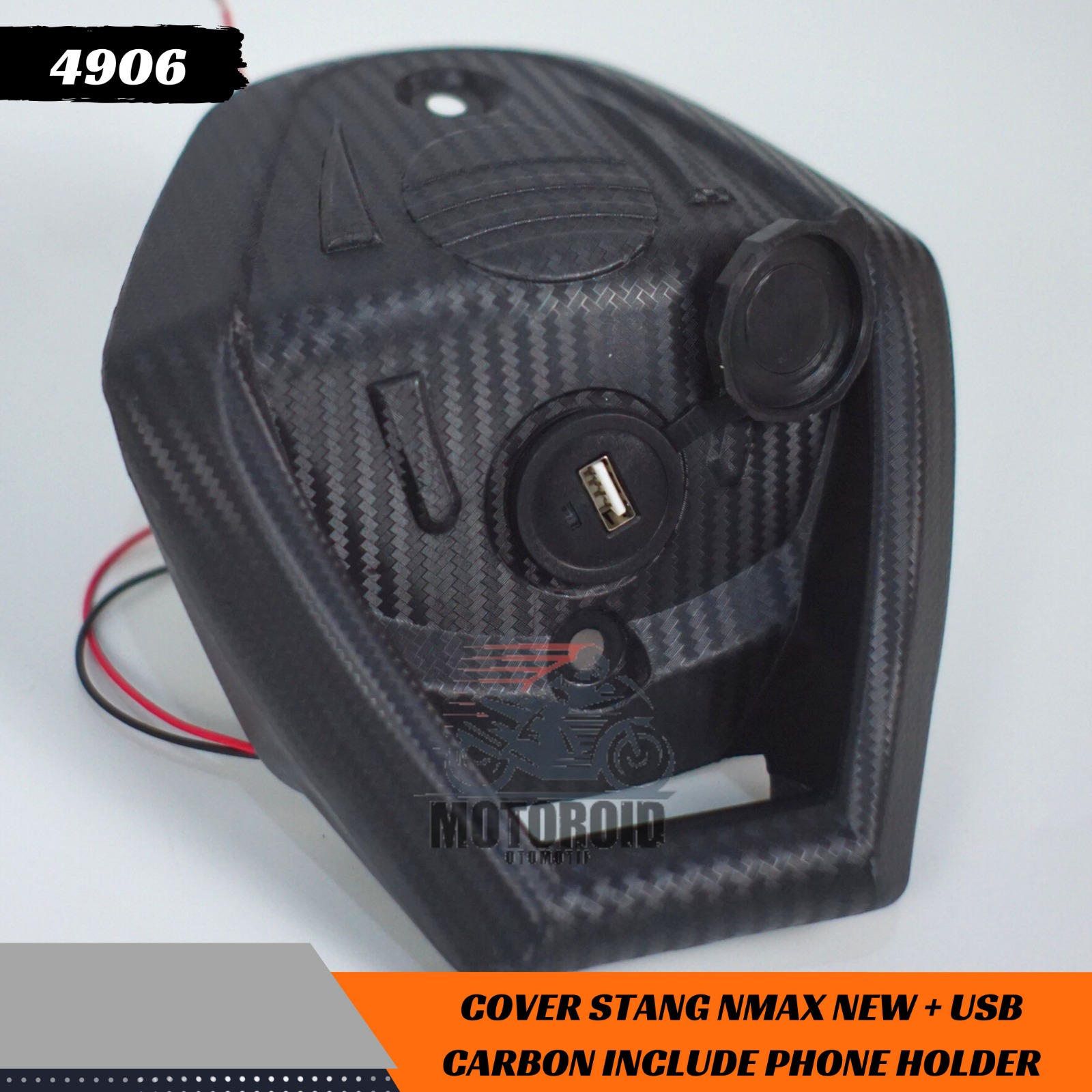 Paket Holder Yamh Cnc Cover Stang Nmax New 2020 Carbon Logo Viber Abs Plus Usb Charger Hp