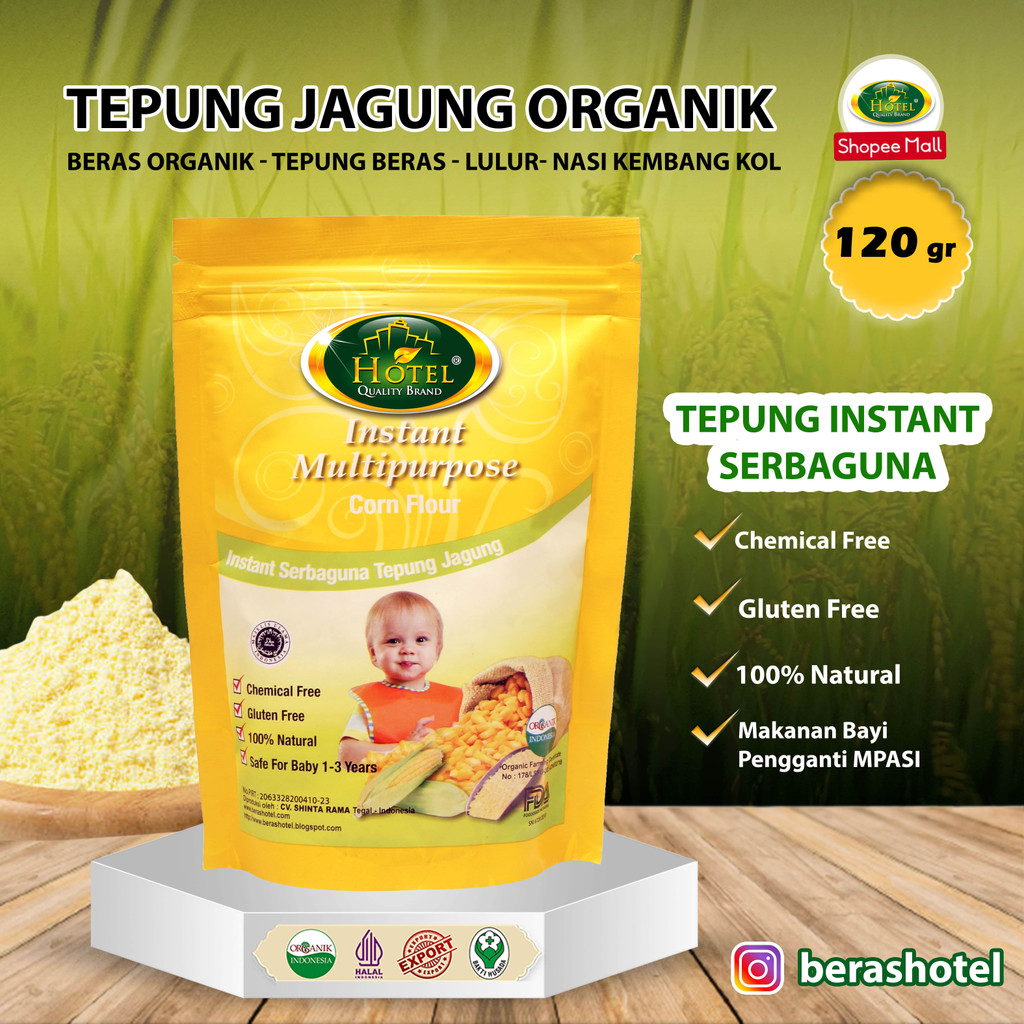 

Tepung Jagung Serbaguna - HOTEL Tepung Jagung Organik Instant MPASI 120gr - Tepung Organik Instant Jagung - HOTEL Tepung Serbaguna Jagung Organik 120gr - Makanan Bayi