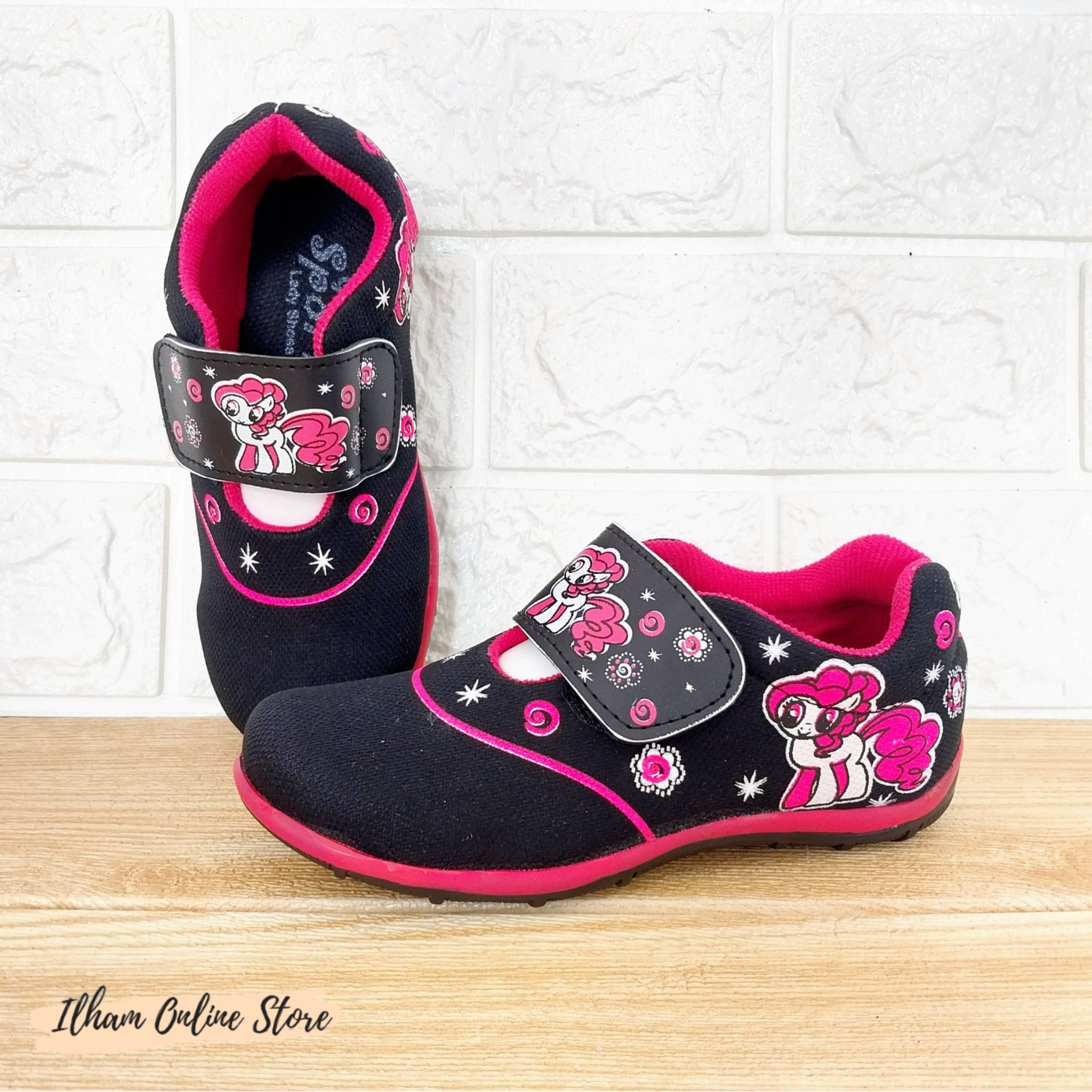 Sporty LB Little Pony Sepatu Anak Perempuan Size 26-35 Hitam Pink