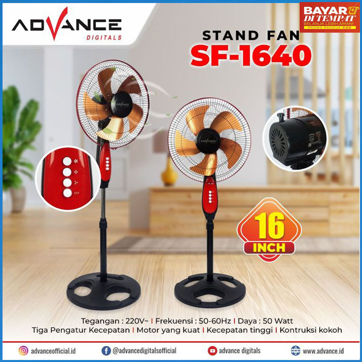 Kipas Angin Advance Stand Fan SF-1640 | Kipas BerdirI Advance | KIPAS ANGIN ADVANCE SF 1640 TERBARU