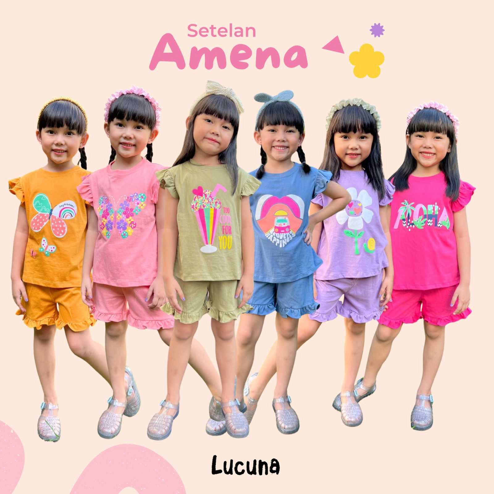 SMILEE LUCUNA AMENA SET SETELAN ANAK PEREMPUAN SETELAN BAJU ANAK PEREMPUAN 1-5 TAHUN