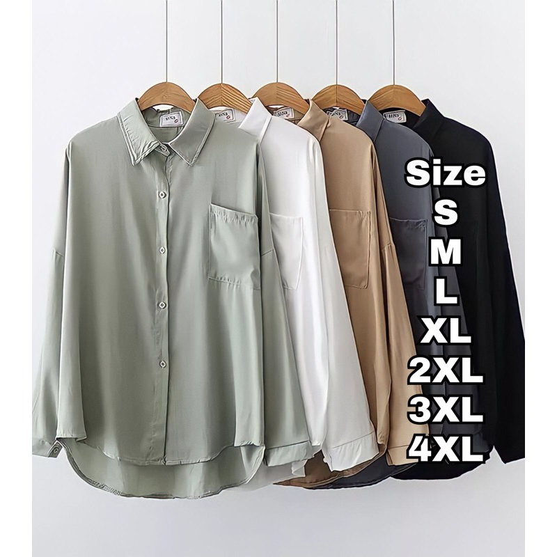 Haku Shirt Premium - Kemeja Shakila Basic Oversize Atasan Wanita - Basic Shirt Size S M L XL 2XL 3XL 4XL