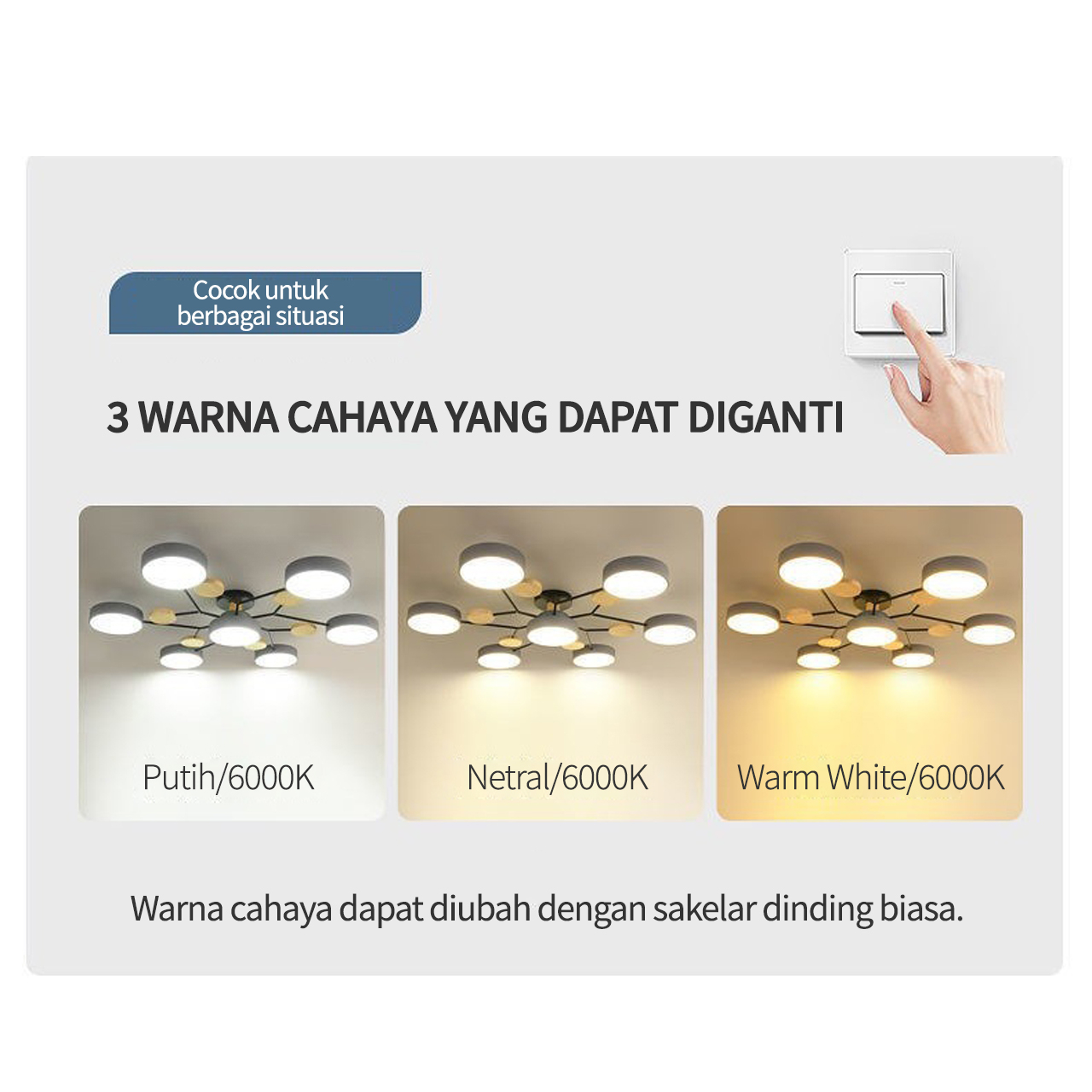 3 Warna Lampu Gantung LED Nordic Modern Minimalis Gaya Lampu Langit-langit Bola Kayu Lampu Gantung LED Tamu Dapur Lampu