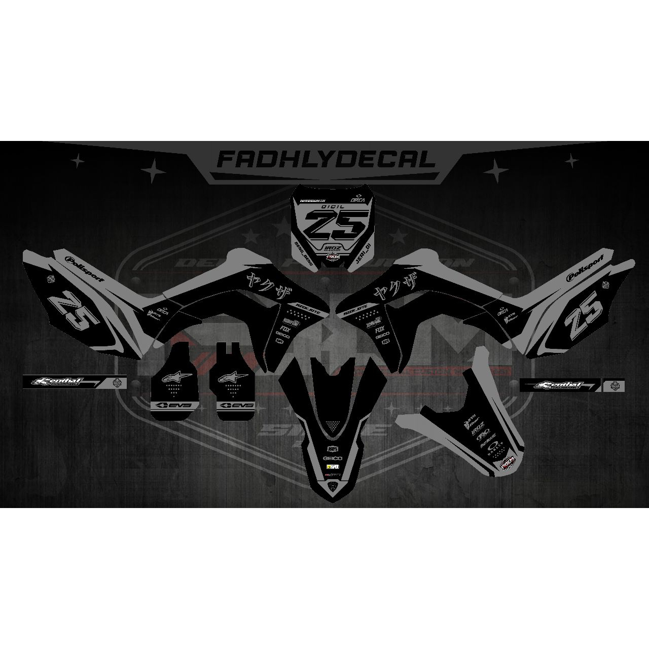 Decal Stiker crf 150l fullbody supermoto vixion grey hitam keren sticker fullbody