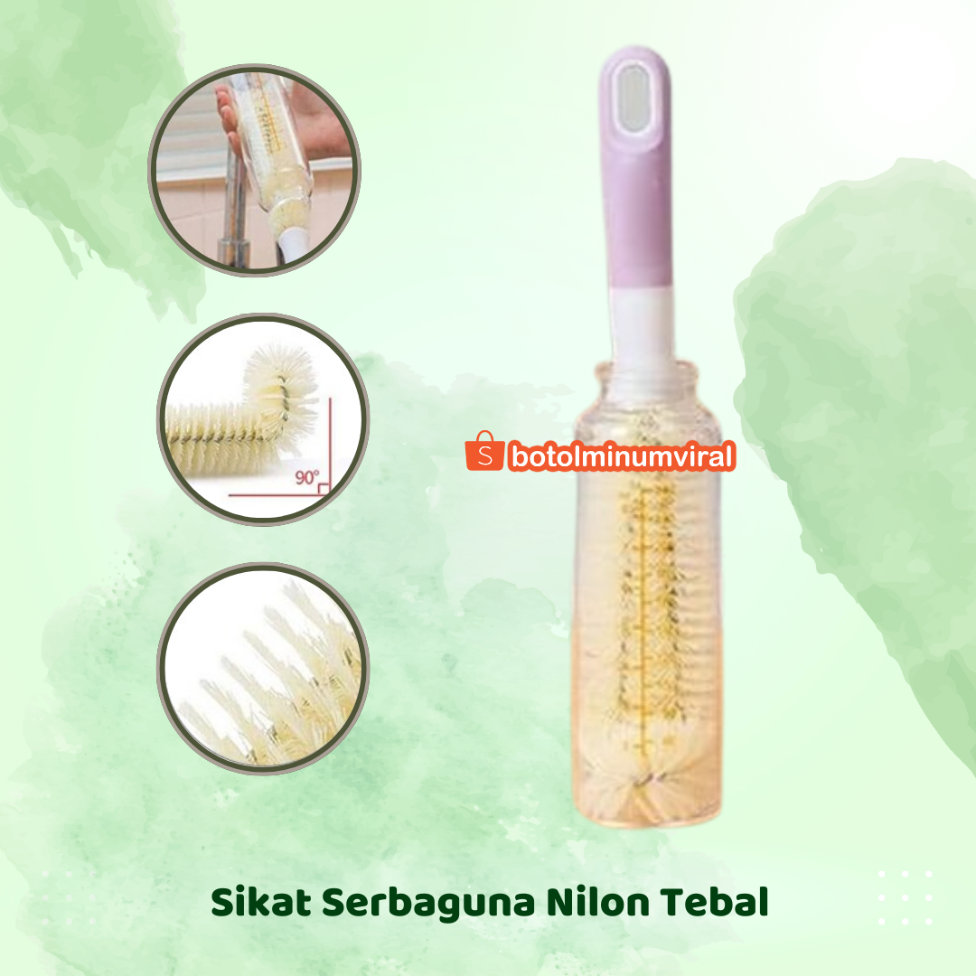 Sikat Cuci Pembersih Botol Minum Gelas Termos Gagang Panjang Nylon