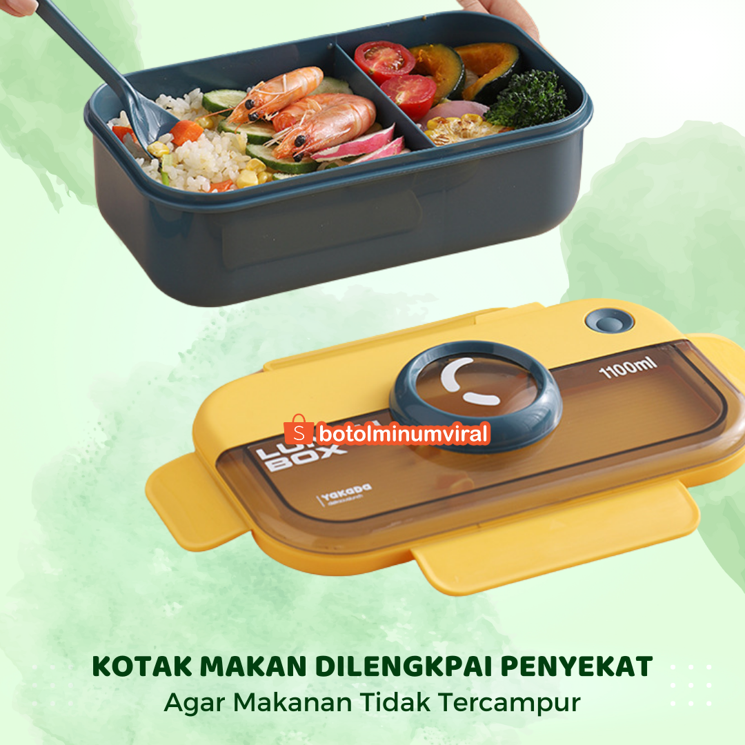 Kotak Bekal Makan Ada Sekat Lunch Box Set 1100 ml Anti Tumpah BPA FREE