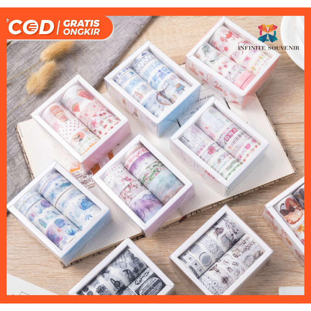 10 ROLL / set Washi Tape Japan Masking Tape / Selotif Bergambar / Decor Jurnal / Dekor Srapbook / DIY Buku Diary