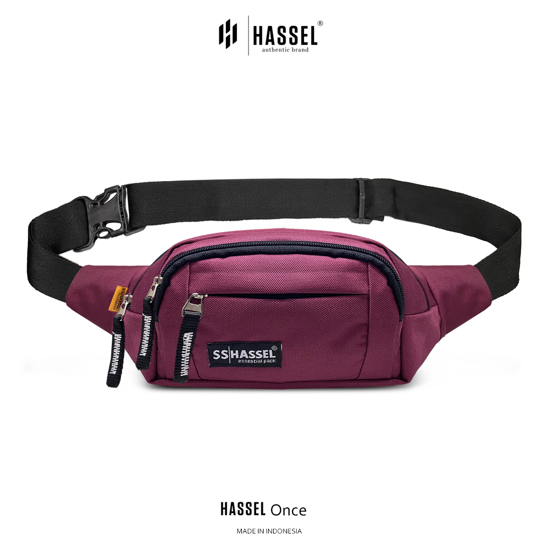 Tas pinggang HASSEL ONCE - Tas Selempang Pria Wanita / Tas Bahu / Tas Waistbag - Coklat