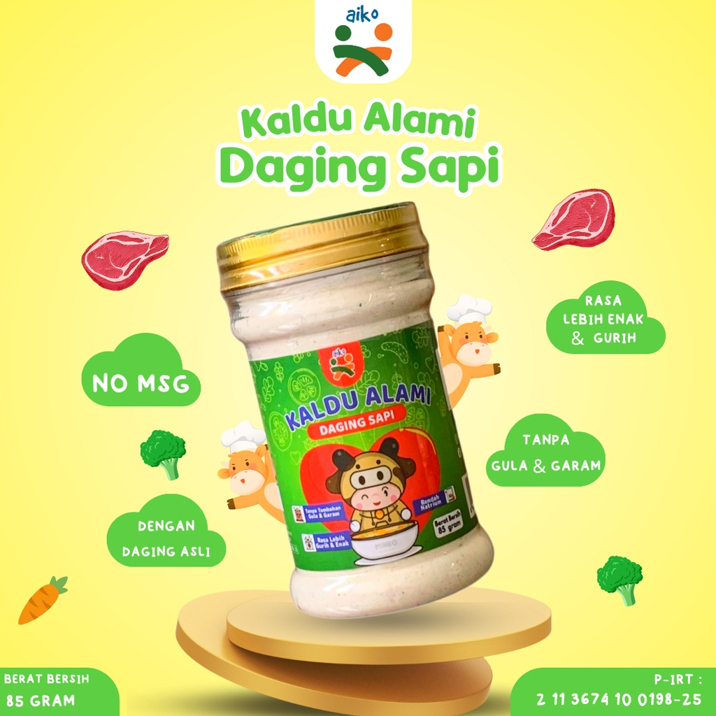 Aiko Kaldu Bubuk Alami Bumbu Penyedap Rasa Non MSG Rasa Daging Sapi 85g