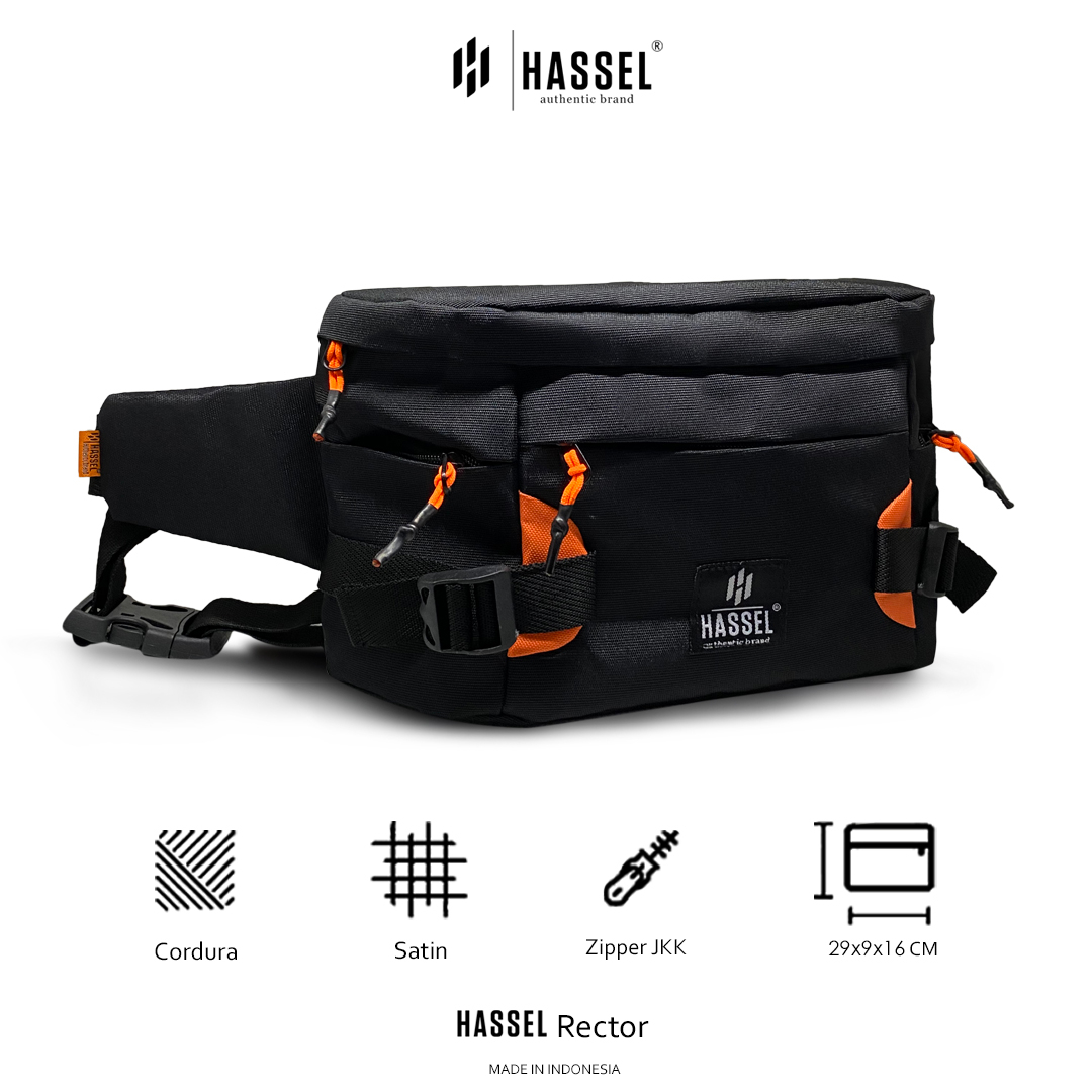 Tas Waistbag Pria Hassel Rector / Tas Pinggang Pria / Tas Dada Pria / Tas Selempang Pria Original / Tas Waistbag Original / Tas Santai / Tas Premium