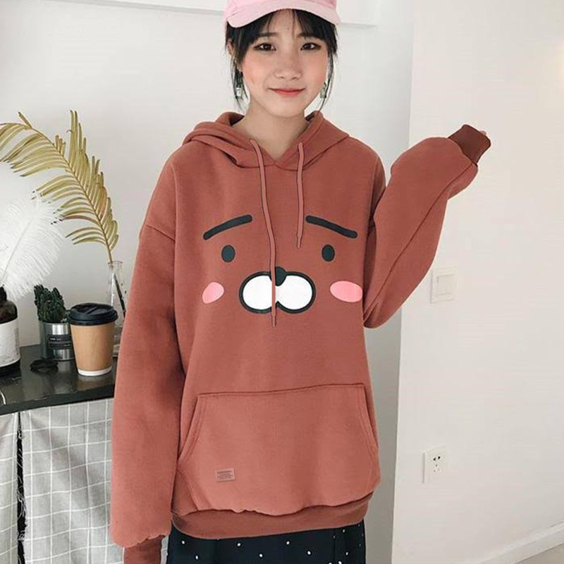 Parisdivarious Sweater Hoodie Jemper Kakao Friends Bahan Fleece Size S - XXL (Pria &amp; Wanita)