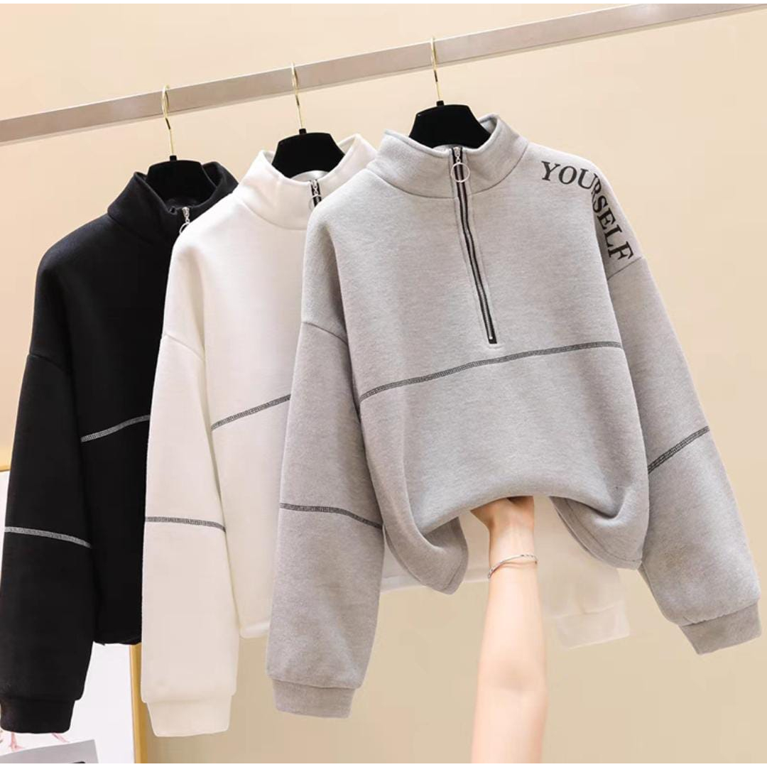 YOURSELF RING ZIPPER TOP ATASAN SWEATER FLEECE IC