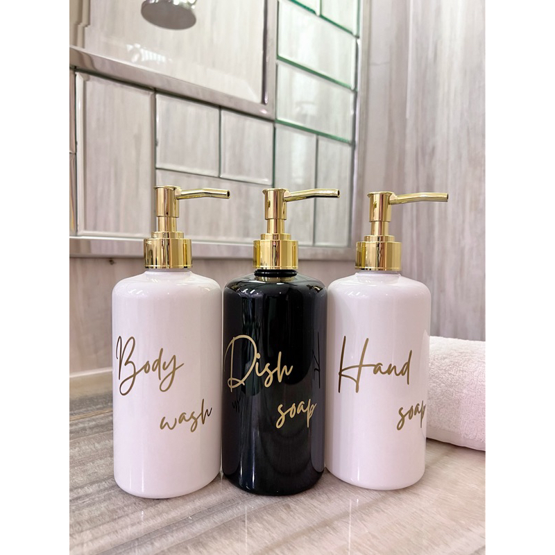 BOTOL HITAM / PUTIH N28 500ml  DIAMOND GOLD NEW LONG PIPE . aesthetic bottle refill dispenser hand soap liquid tempat sabun cair pump estetik