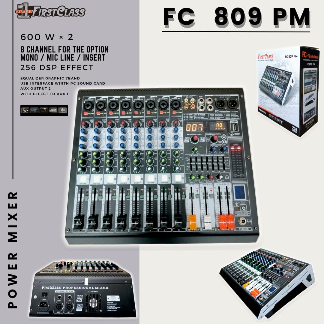 POWER MIXER FIRSTCLASS FC 809 PM | mikser 8 channel FC 809PM Power mixer