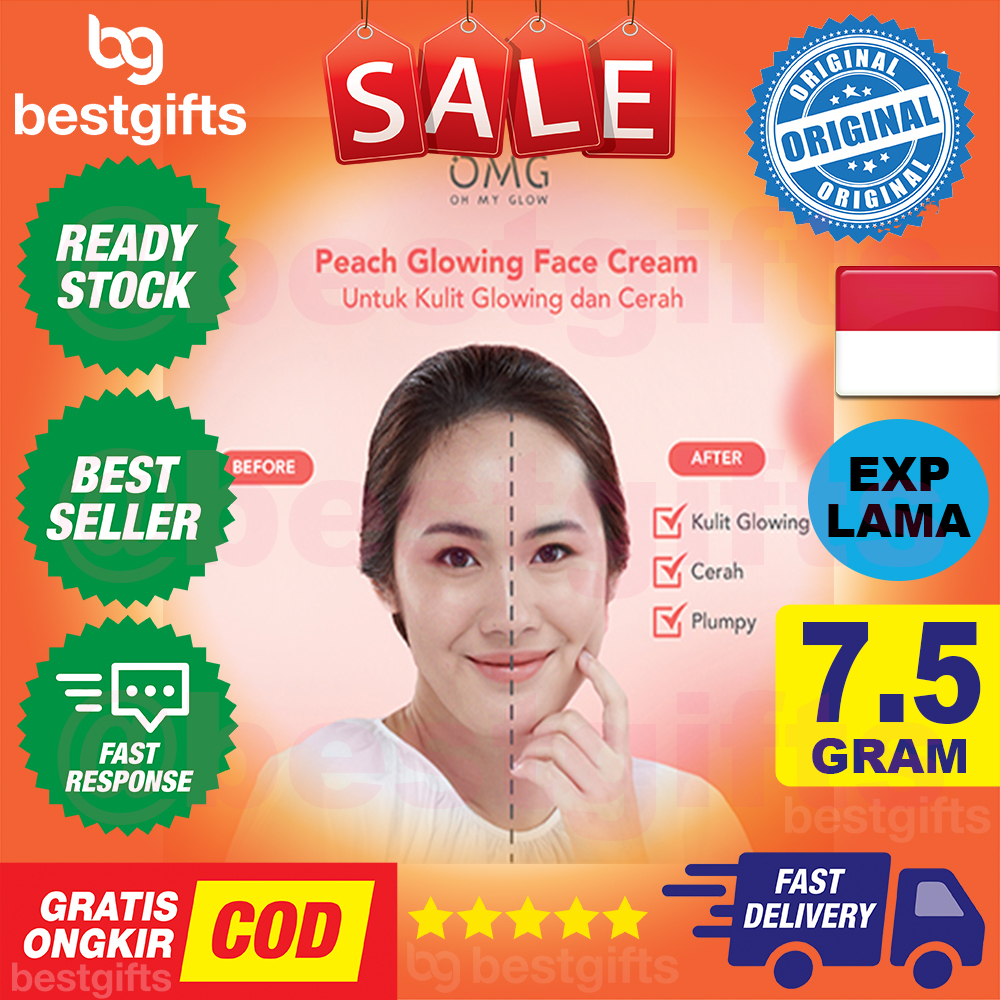 OH MY GLOW OMG PEACH GLOWING CREAM WITH DOUBLE SUNSCREEN FILTER UNTUK SEMUA JENIS KULIT 25 GR - MOISTURIZER PELEMBAB WAJAH TAMPAK CERAH 25 GRAM