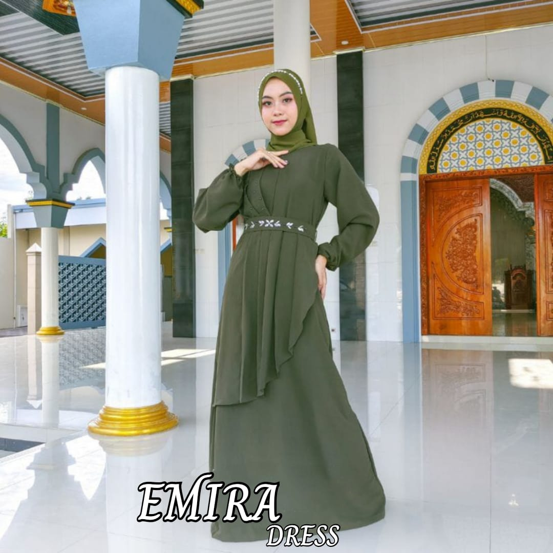 Emira Dress Maxy Crinkle Premium Gamis Prewedding Aplikasi Mutiara Baju Kondangan Wanita Gamis Dewasa Kekinian