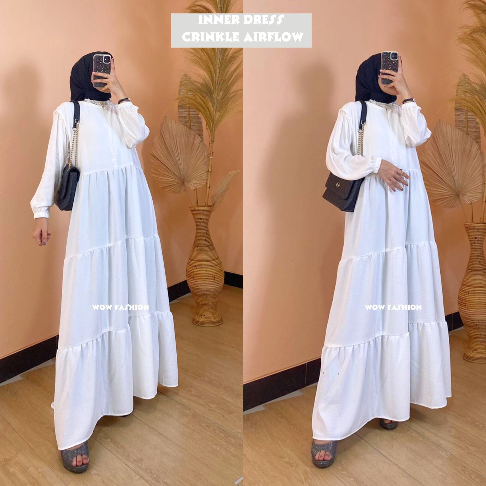 WOW-Ids-Inner Dress Crinkle Airflow // Dress Wanita// Gamis Inner