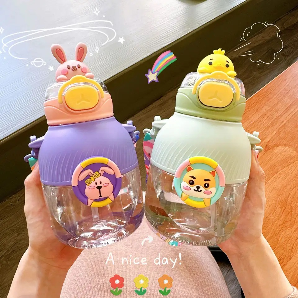 BOTOL AIR MINUM ANAK KARTUN LUCU TALI PANJANG HX 278 TERBARU