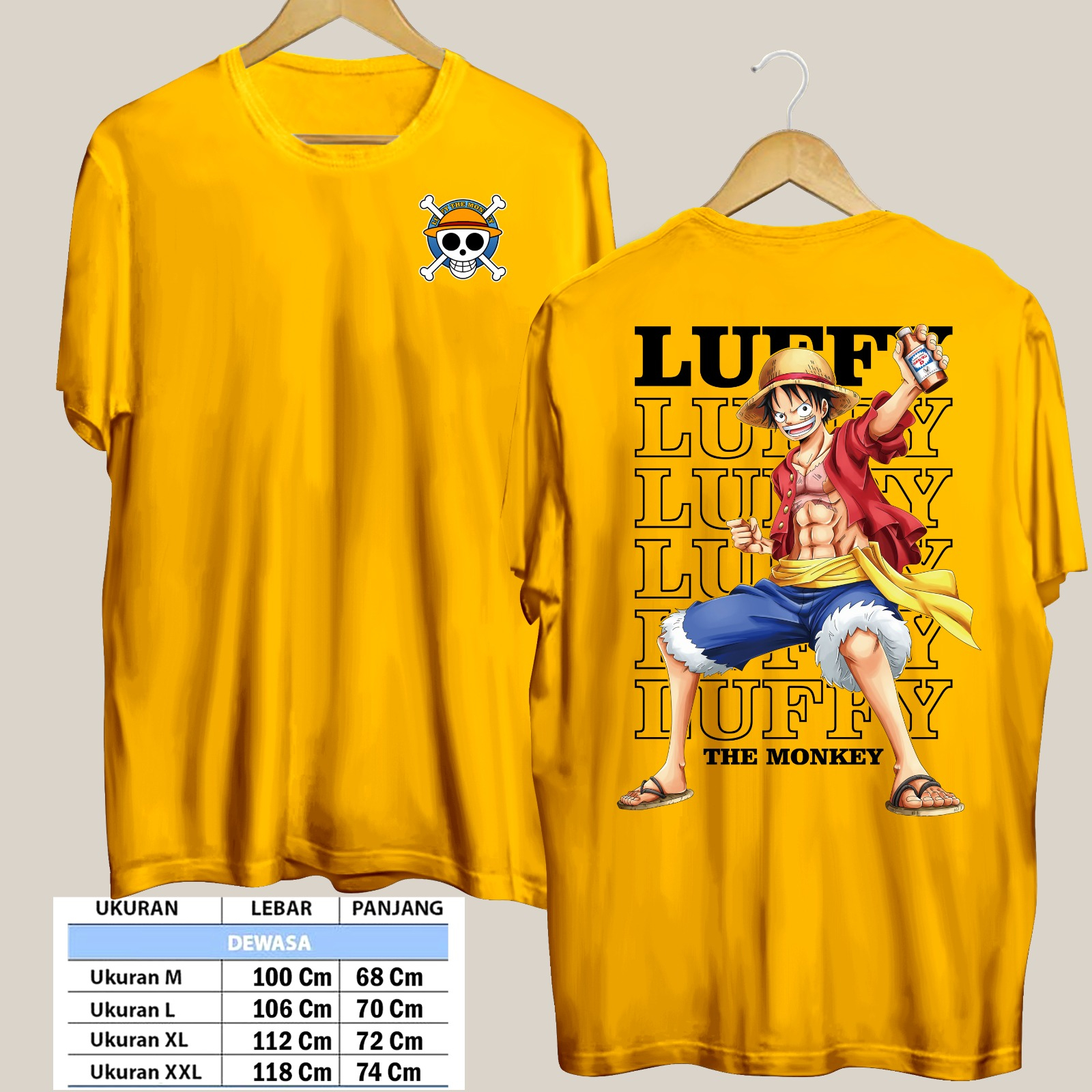 TSHIRT LUFFY THE MONKEY PIRANG CETAK PAKAI MESIN DTF (Digital Transfer Filem) KAOS DISTRO BAJU PRIA WANITA ATASAN SHIRT T-SHIRT Tangan Pendek