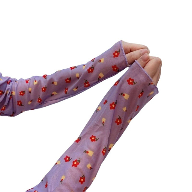 DF BJ378 Transparent Long Sleeve Anti UV Motif Bunga Blouse Atasan Lengan Panjang Trasparan