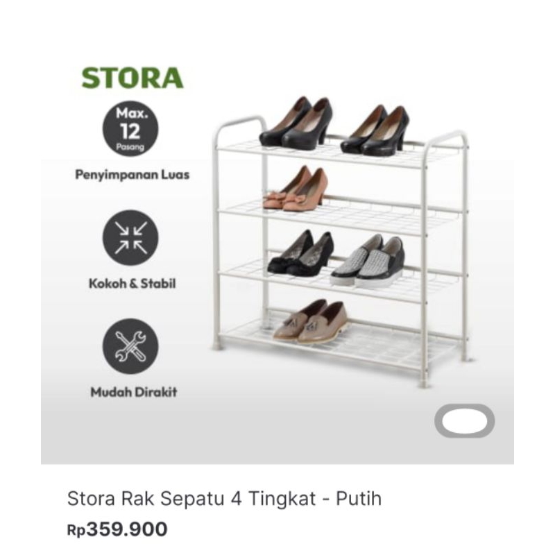 Stora Rak Sepatu 4 Tingkat - Putih ( Ace Hardware )