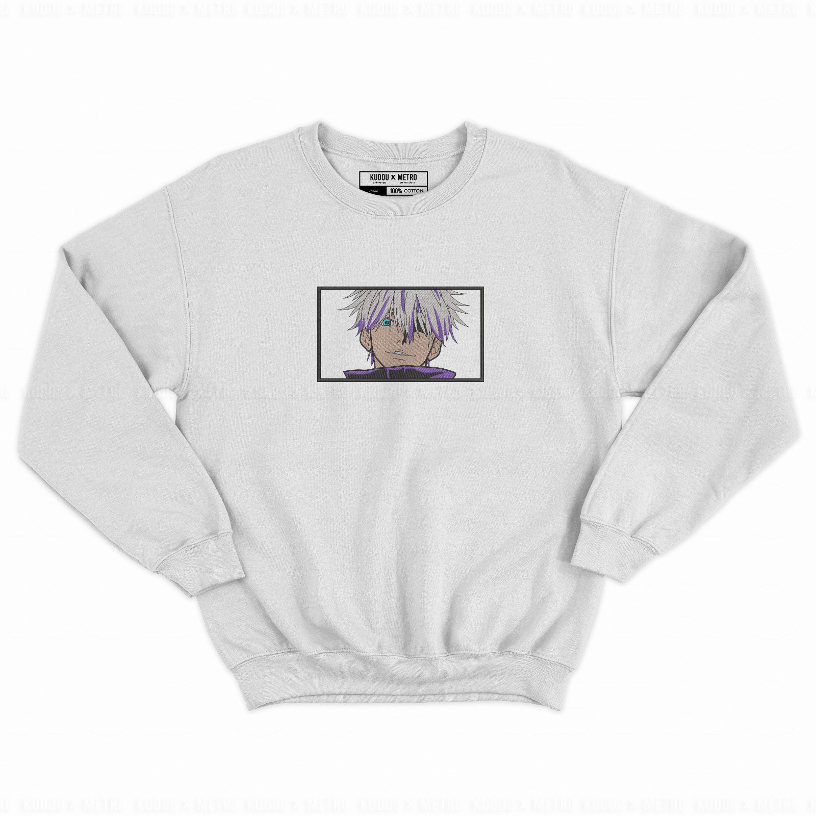 Crewneck Gojo Smirk Embroidery Anime Manga Jujutsu Kaisen Premium Unisex