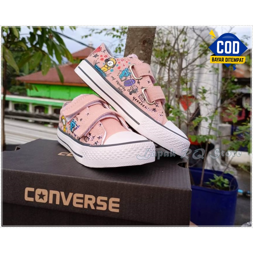Sepatu Snikers Anak Converse All Star Velcro (Perekat) | Sepatu Karakter BTS