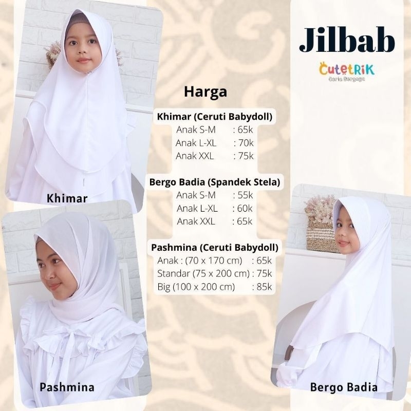JILBAB ANAK PUTIH Ceruti CUTETRIK